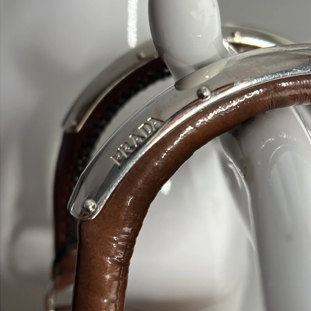 Prada Brown Vernice Sfumata Ombré Patent Leather Satchel Crossbody Bag